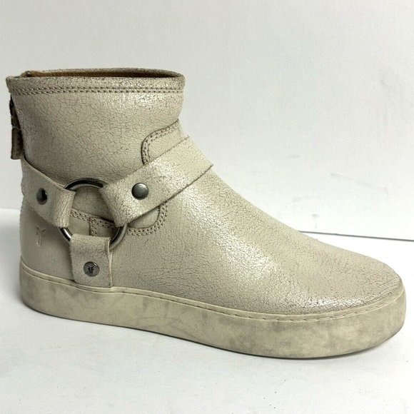 Frye Womens Lena Harness Bootie Off White Leather Size 8 M